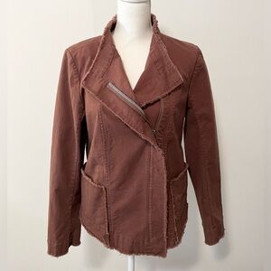 Sundance Sacred Earth Jacket Blazer Raw Edge Stretch Cotton Canvas Brown…